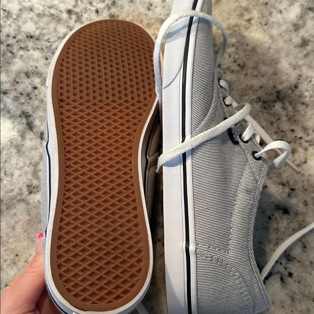 Navy and white stripped Vans - Picture 8 of 9